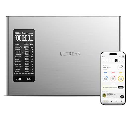 Ultrean Smart Food Kitchen Scale with Nutritional Calculator, Free APP for Calorie & Macro Tracking, AI Powered, Goal Prog...