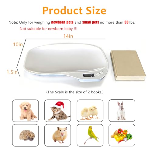 HMRCYTE Small Animal Digital Scale, Pet Scale with LCD Display, Puppy Scale, Electronic Kitchen Food Scale, (Max 33lbs),14...