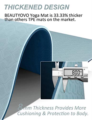 BEAUTYOVO Yoga Mat with Strap, 1/3 Inch Extra Thick Yoga Mat Double-sided Non Slip, Professional TPE Yoga Mats for Women M...