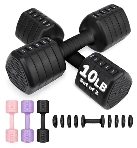 10LBS/20LBS/30LBS Dumbbells Adjustable Dumbbell Set of 2, Hand Weights for Women Men Free Weight Dumbbells Sets for Home G...