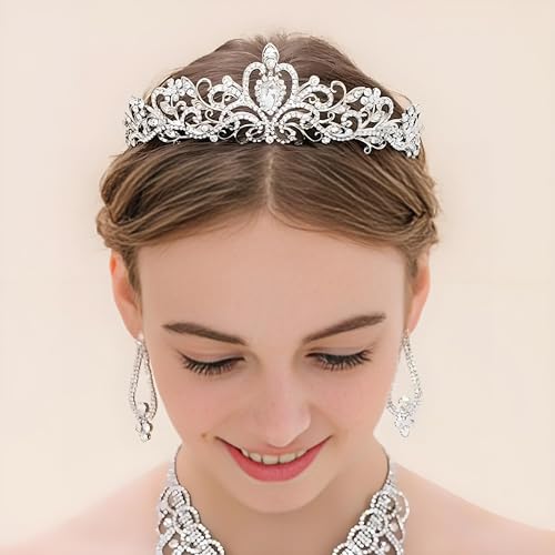 Princess Crown for Women, Crystal Queen Tiaras for Girls Bridal Hair Accessories Gifts for Birthday Wedding Prom, Bridal P...