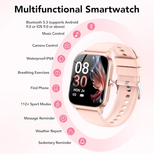 Smart Watch for Men Women, 1.85" HD Fitness Tracker with Bluetooth Calls/AI Voice Control, IP68 Waterproof, 115+Sports Mod...
