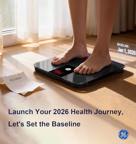 GE Bathroom Scale for Body Weight, Digital Weight Scales 500lb Heavy Duty Measuring Device for People Accurate BMI Weighin...