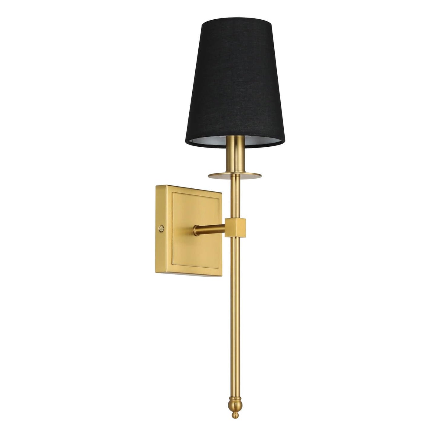 Xinbei Lighting Wall Sconces Set Of 2  Hardwired Brushed Brass Sconce Lighting With Black Fabric Shade Modern Wall Mount Light Fixture For Bathroom Bedroom Living Room Hallway Xb-W1307-Bs