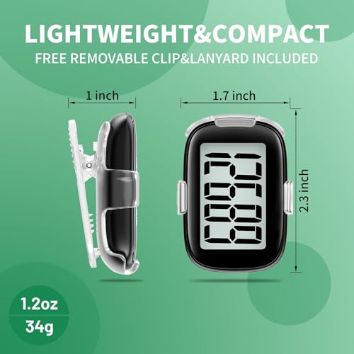 Pedometer Walking Simple 3D Step Counter with Clip and Lanyard, Activities Fitness Tracker Without Smartphone, Accurate St...