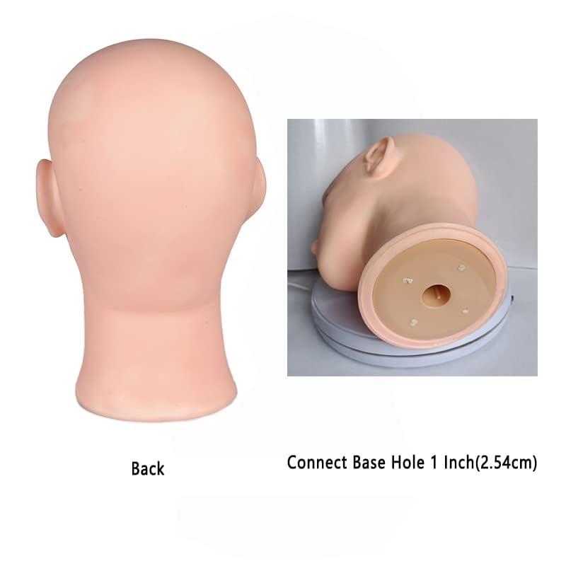 Ruilong Male Bald Mannequin Head for Wig Making Hat and Glasses Display Model Head, Professional Cosmetology Head Beige Color