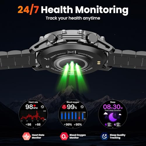 Hwagol Smart Watches for Men(Two Style Kits) Military Watch for Men with Heart Rate/Sleep Monitor/Calls/Notifications/100+...