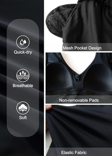 Smismivo Swim Romper Ruffle One Piece Swimsuit with Shorts Women Bathing Suit with Mesh Pockets and Built in Bra