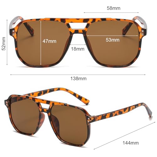 boqopod Retro Square Aviator Sunglasses Women Men UV400 Vintage Trendy Rivet Narrow Frame Sun Glasses SG97113