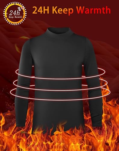 Rolimaka 3 Pack Youth Boys Compression Thermal Shirt Long Sleeve Fleece Undershirt Football Baseball Soccer Base Layer Top