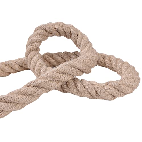 Jute Rope - Twisted Manila Natural Thick Hemp Rope Multipurpose for Indoor and Outdoor Use, for Docks, Railings, DIY Proje...