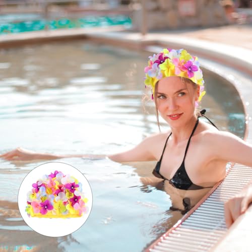 Didiseaon Flower Swim Cap Petal Shower Cap for Women Girls Three-Dimensional Floral Petal Stylish Bathing Hat Retro Handma...