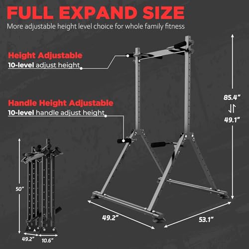 Tappio Folding Power Tower Dip Station Pull Up Bar, Multifunctional Pull Up Tower Adjustable Height, Triangular Structure ...