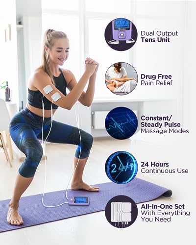 TENKER TENS Unit Muscle Stimulator, 24 Modes TENS EMS Machine for Pain Relief Therapy/Pain Management, Rechargeable Electr...