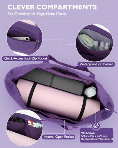 Gonex Yoga Mat Bag, Extra Large Canvas Gym Bag with Waterproof Pocket Metal Zipper, Fits Mat & Blocks, Stylish Yoga Mat Ca...