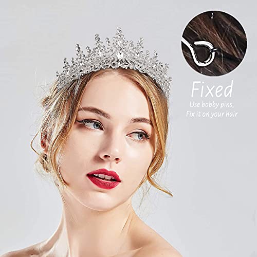 TOBATOBA Silver Wedding Crystal Tiaras and Crowns for Women, Bride Royal Queen Headband Princess Quinceanera Headpieces fo...