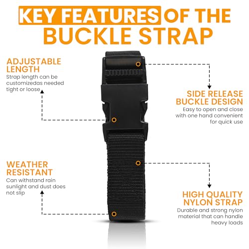 Harrier Hardware Utility Strap with Quick-Release Buckle, Black, 72-Inch, 6-Pack