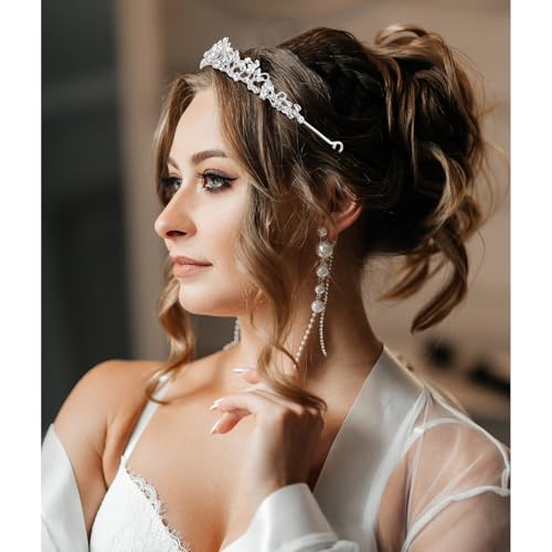 Aprince Silver Tiaras and Crowns for Women Wedding Tiaras for Bride Rhinestone Princess Crown for Women Hair Accessories f...