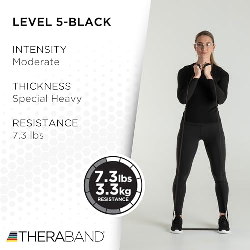 THERABAND Professional Resistance Band, Black Level 5 Special Heavy, 5 ft Exercise Band for Physical Therapy, Strength Tra...