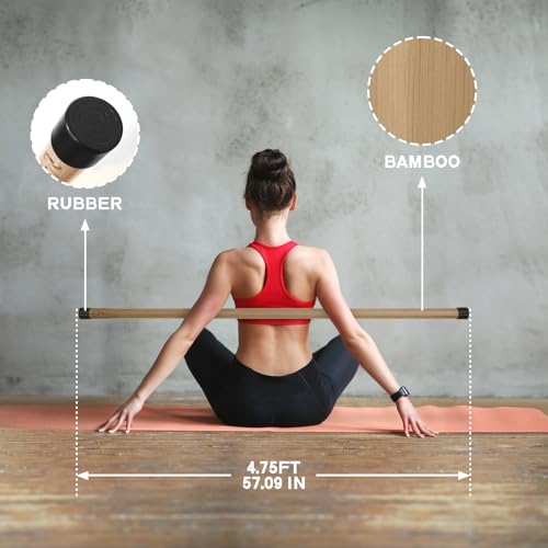 RitFit 5ft Natural Bamboo Yoga Stick, Exercise Stick, Stretching Stick, Versatile Tool for Yoga Practice, Stretching, Flex...