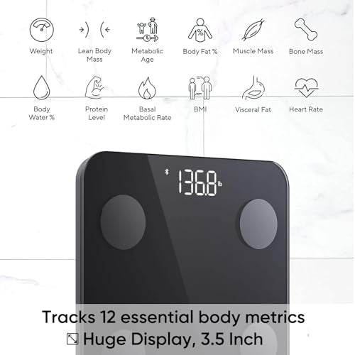 Wyze Smart Scale for Body Weight and Fat, Digital Bathroom Scale, Weighing Machine for People's Muscle BMI, Bluetooth Elec...