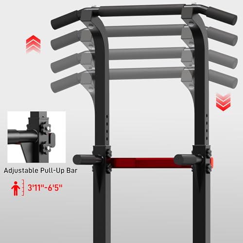 Outdoor Basic Power Tower, Pull Up Bar and Dip Station for Home Gym, 1400LBS Weight Capacity, Adjustable Height, Heavy Dut...
