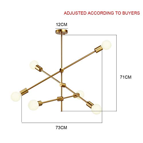 Hobaca Modern Golden Sputnik Light Fixture, Metal Chandelier, Mid Century Design for Dining Room, Kitchen, Foyer, Model Hobaca-CL01-FZ