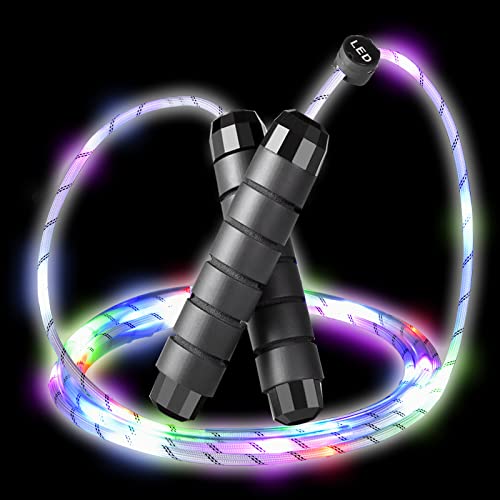 Light Up Jump Rope, Multi-Color LED Neon Glow Skipping Rope 9FT Nice Weight, USB Rechargeable Size Adjustable for Kids Gir...