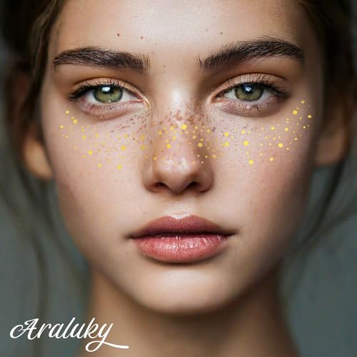 Araluky 8Pcs Face Glitter Freckles Face Tattoo, Body Glitter Makeup Patches Sparkle Speckles Patches, Temporary Tattoo Mak...