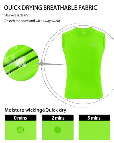 Roadbox Boys Youth Sleeveless Compression Shirt, Quick Dry Kids Football Undershirt, Athletic Soft Tank Tops Sport Basketball