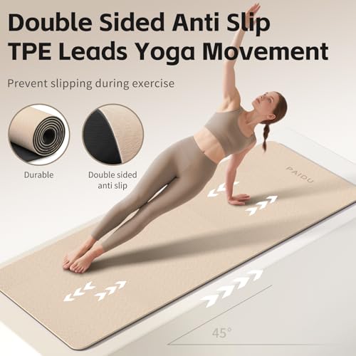 PAIDU Yoga Mat 8mm Super Thick TPE Fitness Mat | SGS Certified | Non-Slip, Odorless & Tear-Resistant | Unisex with Strap |...
