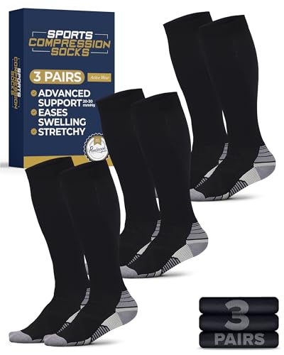 Pembrook 3 Pairs Compression Socks 20-30 mmHg - Compression Socks for Women and Men | Running, Athletic, Travel, Nurses