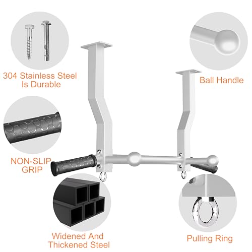 HWOOUSA Pull Up Bar Ceiling Mount, 600LBS Heavy Duty Multi Grip Chin Up Bar, 24"/16" Rafter PullUp Bar, Ceiling Beam for G...