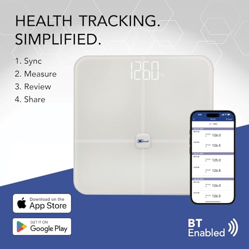 Zewa Digital Biometrics Scale | Measures 12 Body Composition Metrics | Bluetooth | Android & iOS Compatible | ITO Safety G...