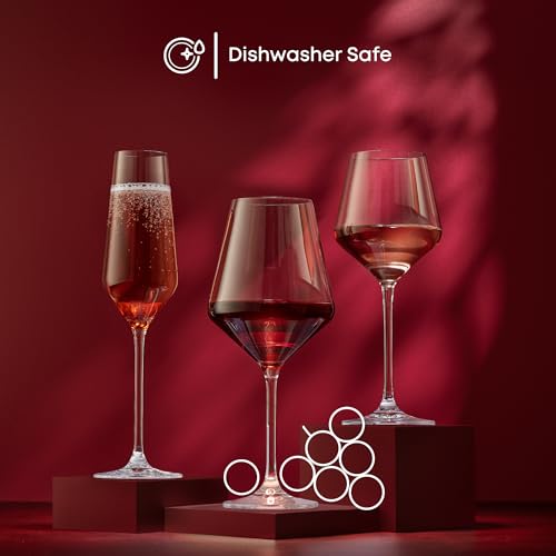 JoyJolt Champagne Glasses Layla Collection, Set of 4 – 6.7 oz Elegant Crystal Stemmed Champagne Flutes for Prosecco, Spark...