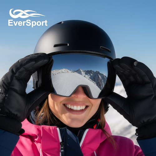 EverSport Ski Goggles, OTG Snowboard Goggles for Men Women with Magnetic Lens UV Protection and Anti Fog, Skiing Snowmobile