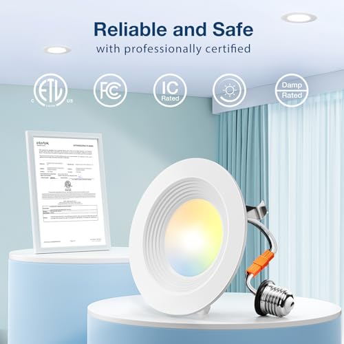 Amico 24 Pack 4 inch 5CCT LED Recessed Lighting, Dimmable, 8.5W=60W, 650LM, 2700K/3000K/4000K/5000K/6000K Selectable, Retr...