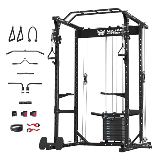 MAJOR FITNESS Drone1 Power Cage - Multi-Function Power Rack for Home Gym, Squat Rack, Cable Crossover System, for Strength...