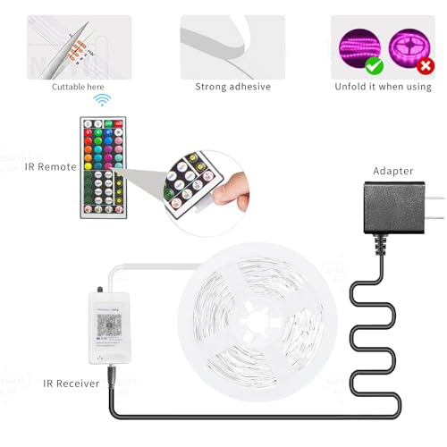 KSIPZE 100ft Led Strip Lights RGB Music Sync Color Changing Led Lights with Smart App Control Remote Led Lights for Bedroo...