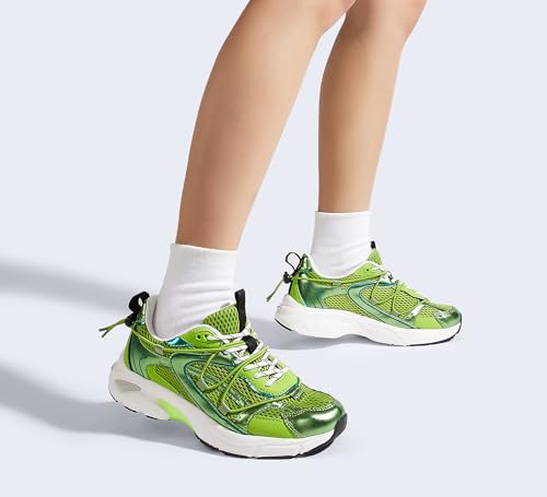 LUCKY STEP Women's Fashion Walking Shoes Running Platform Mesh Casual Sport Gym Work Adjustable Lace Lifestyle Stylish Tre...