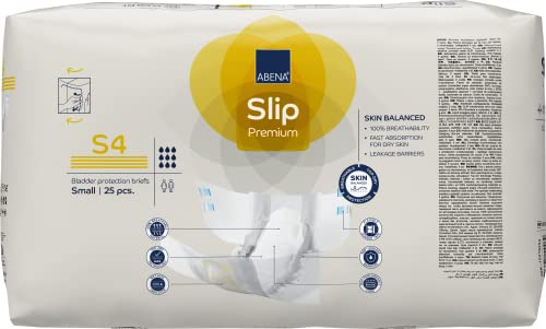 Abena Slip Premium Incontinence Briefs, Level 4, (Small to Extra Large Sizes), Small, 25 Count