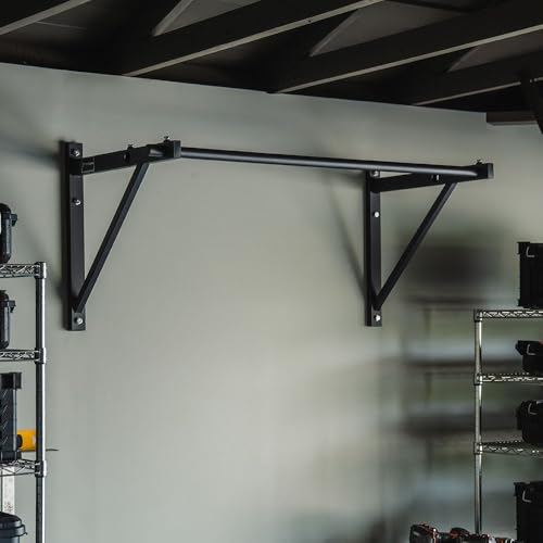 Titan Fitness Adjustable Depth 52" Wall Mounted Pull Up Bar, 14" or 22" From Wall, Rated 400 LB, Home or Garage Gym Chin U...