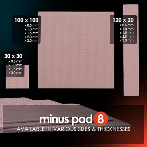 Thermal Grizzly Minus Pad 8-120x20x1.0mm 2-Pack Thermal Interface Pad, Electrically Non-Conductive, High Thermal Conductiv...