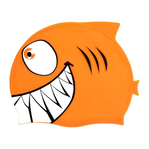 Lljsszr Fish Shape Swim Cap Swimwear Hat Cute Off Swimming Hat Swim Gear for Children Teens Boys Girls, Orange