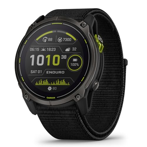 Garmin Enduro 3 Ultraperformance GPS Smartwatch Bundle - Solar Charging, Maps, Built-in LED Flashlight with UltraFit Nylon...