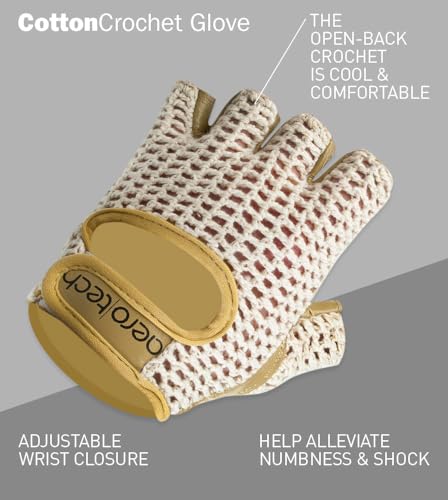 AERO|TECH|DESIGNS | Crochet Cycling Gloves | Natural Leather Padded Palms | Breathable Cotton Crochet
