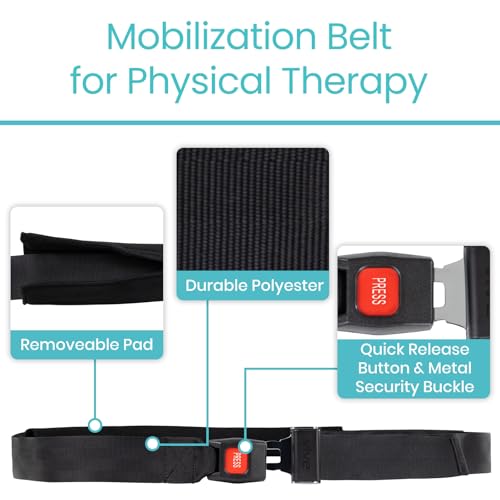 Vive Mobilization Belt for Physical Therapy with Buckle - Manual Traction Stretching Band - PT Traction Strap Belt for Str...