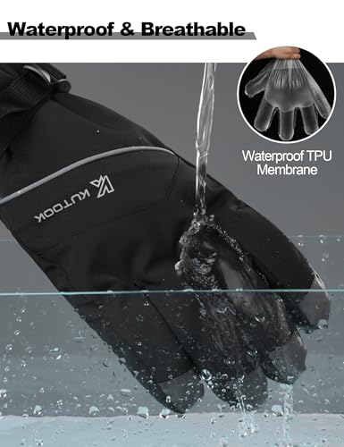 KUTOOK Winter Ski Gloves 5-Finger Touchscreen 3M Thinsulate with Pocket for Men Women Cold Weather Skiing Cycling Hiking