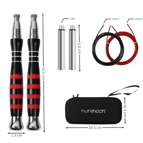 Huhloch Speed Weighted Jump Rope with Secure Lock Mechanism, 360° Smooth Swivel, Non-Slip Matte Textured Handles, Features...