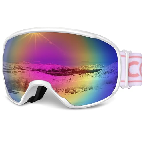 COOLOO Ski Goggles, OTG Snow Goggles for Adult Men Women Youth, Snowboard Goggles Over Glasses, Anti-fog, UV Protection